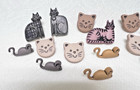 15 Hard Plastic Cat Kitten And Mice Buttons 7 8-1 3 8 Inch All Shapes And Sizes