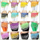 Womens Belly Dance Hip Skirt Scarf Wrap Belt Hipscarf Gold silver Coins Us Fast