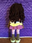 Crochet Handmade 13    Doll Dark Skin Color Brown Wavy Hair Pink Dress
