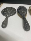 Vintage antique Ornate Vanity Sets -- Hand Mirror And Brush   5 Pieces  Mahogany