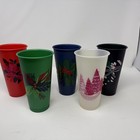 Nwt 2021 Starbucks Holiday Christmas Winter Reusable Cold Cups 5pk W straws Lids