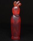 Chinese Natural Red Gem Hand-carved Exquisite Female Beauty Figurine Statue 3023
