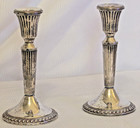  2 duchin Sterling Silver Weighted 7  Candlesticks Round Column Style - 482g
