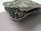Timberjack Belt Buckle Green Enamel Floral Leaves Acorns Skidder Very Detailed