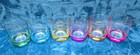 Set Of 6 Joyjolt 10oz Hue Colored Double Old Fashioned Whiskey Glass Tumblers 