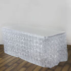 21 Feet White Satin Roses Table Skirt Tradeshow Wedding Party Catering Supplies