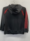 Adidas Youth Track Jacket Black Red 3-stripe Full Zip Hooded Size S