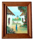 Vintage Mexican Oil Painting On Ceramic Tile Artist Signed 1999 Lepe Style