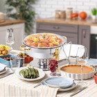 8 Pack 5qt Round Chafing Dish Buffet Set Food Warmer Chafer W glass Lid Gold Leg