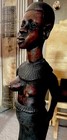 Vintage African Tribal Woman Ebony Wood Hand Carved Statue