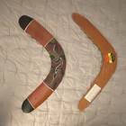 Australian Boomerangs Lot Of 2 Bunabiri Hand Painted Wood Aboriginal Art X 2