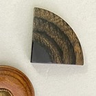 Five Vintage Wood Buttons 2 With Brass Inlay Wire Also Brass Shanks Carded 1   