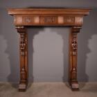 82  Large Vintage Renaissance Revival Oak Fireplace Surround mantel W figures