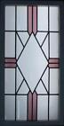 Pretty Geometric Large Old English Leaded Stained Glass Window 20 3 4  X 39 3 4 
