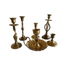 Brass Candle Holder Collection Lot Of 6 Vintage Eclectic Decor Boho Victorian