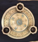 Antique Art Deco Polychrome Cast Metal 3-light Ceiling Light Fixture