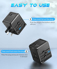 Universal Travel Adapter  6 0a 30w 5 Usb C a Ports   Ac Outlets International   