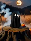 1pc Middle Finger Ghost Statue 7 5cm Halloween Ghost Figurine Spooky Desk Decora