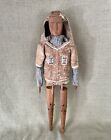 Antique Inuit Hand Carved Articulating Jointed Wood Doll With Baby