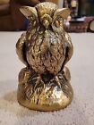1 Vintage Brass Owl Bookend 6 5    X 4 5    Heavy Mcm Statue 