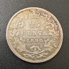 1890h Canada Silver 25 Cents Quarter Coin Queen Victoria