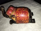 Antique Hand Carved Painted Wooden Elephant Smokers Smoking Case Box Folk Art