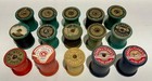 15 Vtg Large Colored Wood Sewing Thread Spools Red Green Blue Yellow