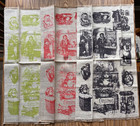 3 Vintage Linen Tea Towels   christmas 1891  Assorted Colors   New