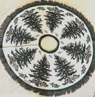Vintage Spode Tapestry Christmas Tree Skirt By Scene Weaver 54  Diameter  Fringe