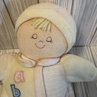 Vtg Russ Berrie  Babette Pastel Abc Baby Doll Plush Stuffed Closed Eyes Yellow
