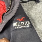 Hollister Jacket Mens Large Blue Hooded Full Zip Fleece Lined Bomber Winter