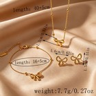 Bow Jewelry Set Necklace Bracelet Stud Earrings 18k Gold Plated Stainless Steel