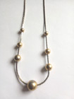 Vintage Brass Bead Necklace Choker Silver Tone Metal Chain Minimalist Estate 