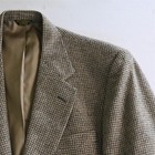 Vtg Usa Made 44r Gray Beige Houndstooth Flannel Mens Blazer Sport Coat Jacket