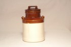 Vintage Mccoy 330 Milk Crock Jar Brown White With Lid Excellent