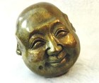 Buddhism Signed Bronze Old Tibet Brass 4 Faces Buddha Head Statue Figures H 6cm