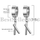 2pcs Stainless Steel Baseball Pole Dangle Men Women Hoop Huggie Stud Earrings