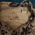 Vintage Bugle Boy Xl Mens Beige Black Floral Hawaiian Shirt Short Sleeve Button
