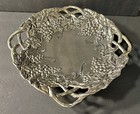 Vtg Godinger Gsa Silver Art Co  Ltd  Silver Plate Round Tray Bowl Floral Basket