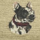 Vintage Burlap Embroidered French Bulldog Artwork