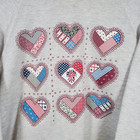 Vtg Americana Heart Graphic Sweatshirt Xl Grey Jerzees Grandma Valentine Patriot