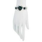 Jay King Sterling Silver Teal Apatite Heart Cuff Bracelet  6-3 4 