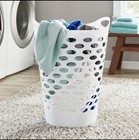 Mainstays Plastic Round Laundry Hamper  White  With Carrying Handles