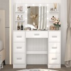 Dressing Table Set With Lighted Mirror   7 Drawers 6 Shelves White Makeup Vanity