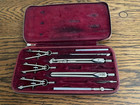 Comprehensive Cased Vintage Technical Drawing Drafting Compass Set