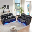 2 Piece Manual Recliner Sofa Set Loveseat With Led Usb C Port Bluetooth Speaker