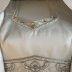 Vintage White Satin Beaded Long Sleeve Wedding  Gown Preserved Size N a