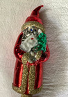 Vintage 10 25  Glass Santa W tree On Ball Christmas Tree Topper With Box Germany