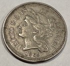 1865 Three Cent Nickel Vf  Die Crack And Rotated Die Error Civil War Era Us Coin