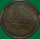 1854 New Brunswick Half Penny Token Canada Very Good Vg Coin  Damage  35386
